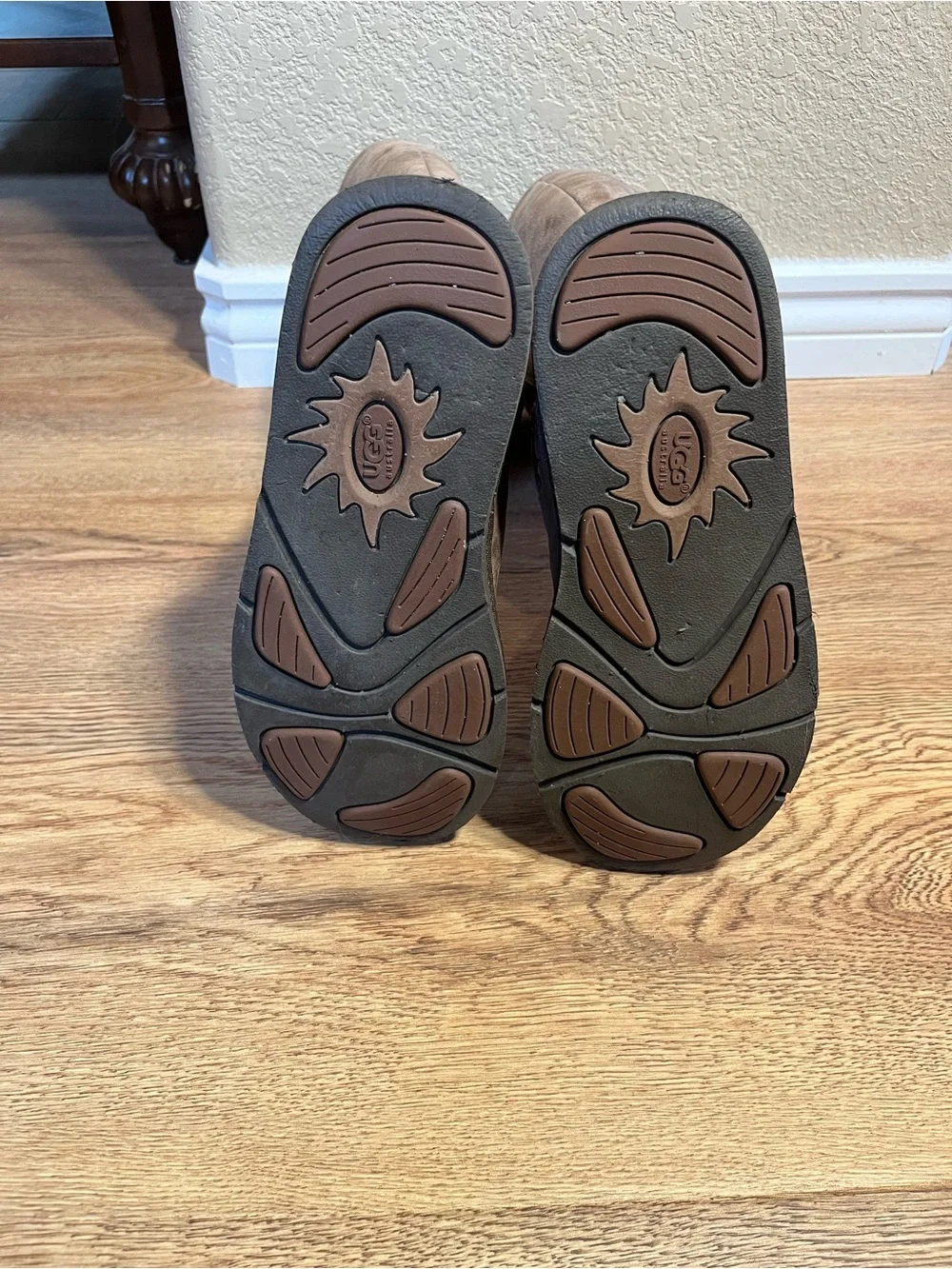UGG Brown Shearling-Lined Boot Interior with Zipper Trim